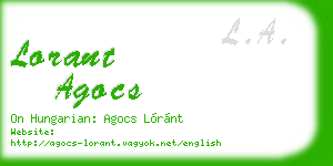 lorant agocs business card